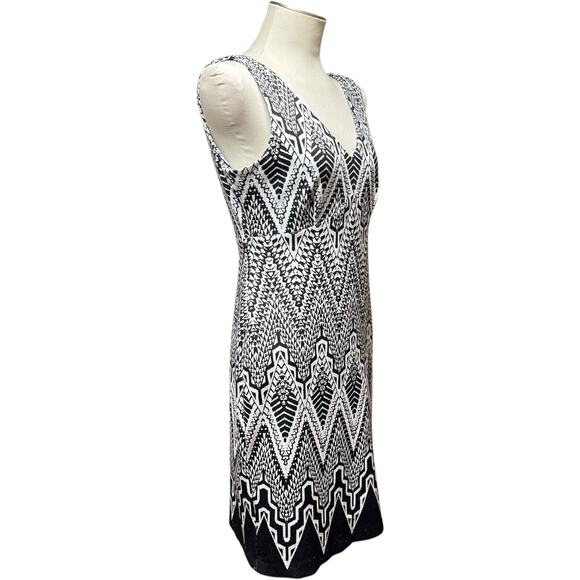 Calvin Klein Sleeveless V-Neck Sheath Dress Black White 8 - Picture 7 of 8